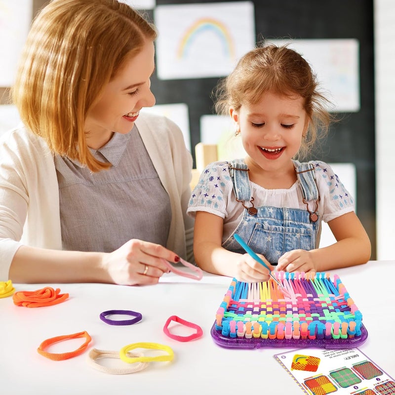 DDAI Weaving Loom Kit Toys Crafts - Arts and Crafts for Kids and Adults - Great Birthday Gifts for Girls Ages 6 7 8-12 13 Years Old - Sturdy Frame Potholder Loom Making Kits Portable Box and Craft Loops - Image 5